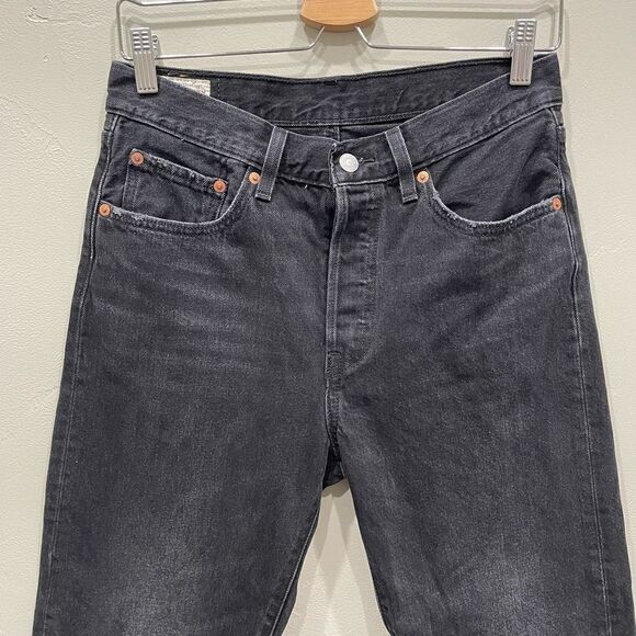 Levi's 501 Faded Black Wide Leg Flare Ankle Jeans - Size: 27 - Picture 3 of 12